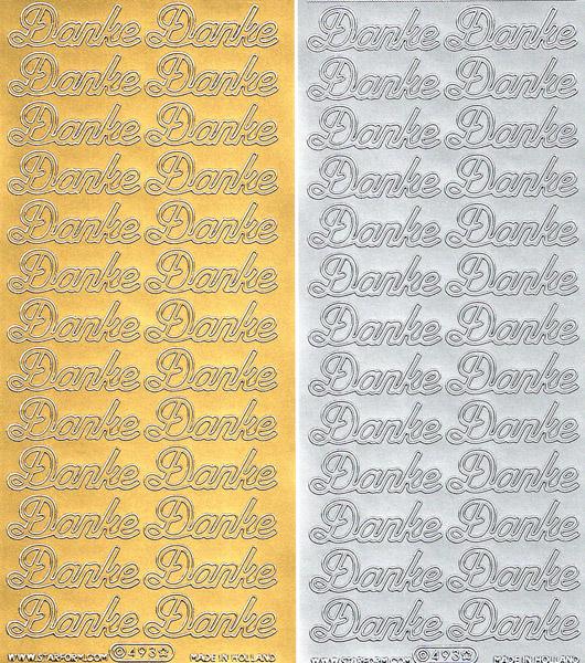 Konturensticker "Danke" Bastelsticker Schriftzug, Stickerbogen Schriftzug, Bastelsticker, Klebe Sticker, Konturen–Sticker, Ziersticker, Klebesticker, Foliensticker, Aufkleber, Bastelzubehör