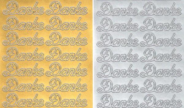 Konturensticker "Danke" Bastelsticker Schriftzug, Stickerbogen Schriftzug, Bastelsticker, Klebe Sticker, Konturen–Sticker, Ziersticker, Klebesticker, Foliensticker, Aufkleber, Bastelzubehör