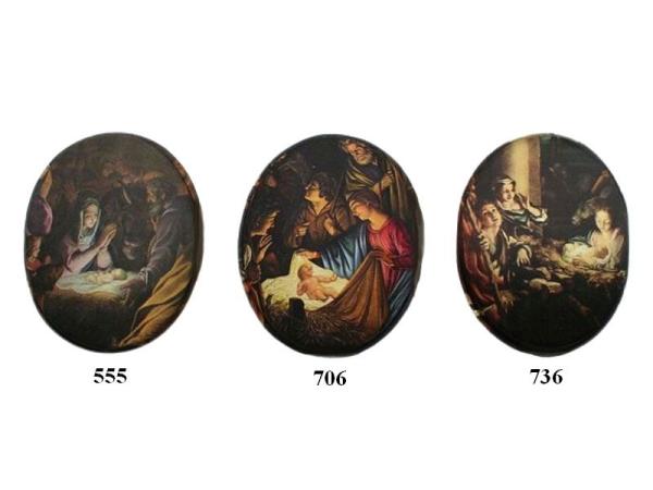 Seidenbild Krippenszene oval