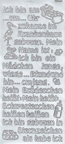 Konturensticker "Geburt" Stickerbogen Bordüre, Klebe Sticker, Konturen–Sticker Eule, Ziersticker, Klebesticker, Foliensticker, Aufkleber, Bastelzubehör