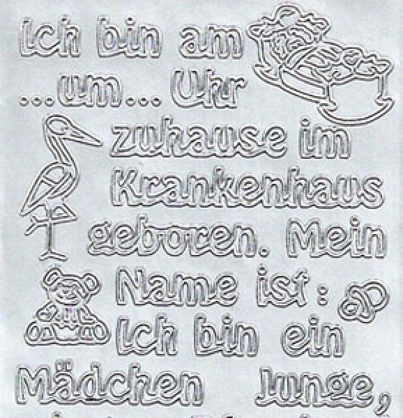 Konturensticker "Geburt" Stickerbogen Bordüre, Klebe Sticker, Konturen–Sticker Eule, Ziersticker, Klebesticker, Foliensticker, Aufkleber, Bastelzubehör