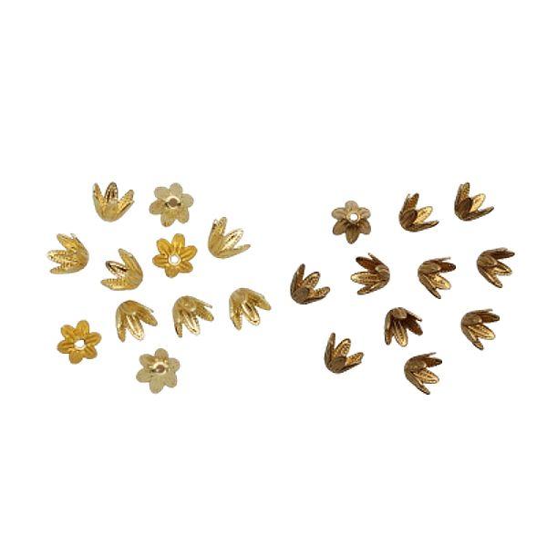 Perlkappen, Endkappen, Zierkappen, Metalkappen, Klosterarbeit Zubehör, Goldstickerei, Bastelartikel