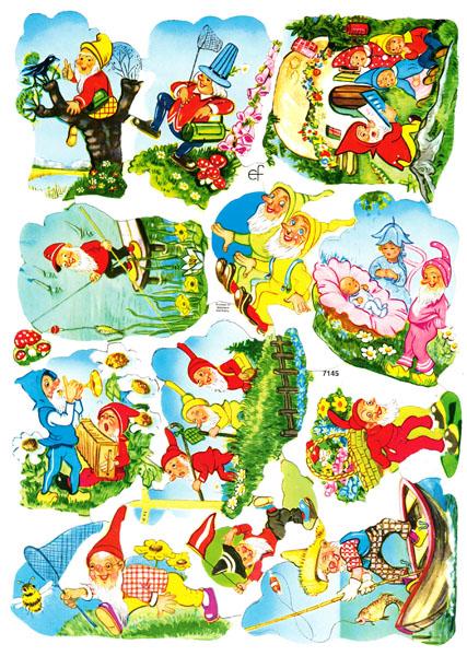 Glanzbilder, Zwerge, Poesiealbum-Bilder, Oblaten, Bastelartikel