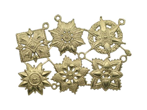 Mini-Cottilionorden, Dresdner Pappen, Orden, Papierrosette, Blumenrosette/Schneekristall, Dresdner Pappe, Prägeartikel, Bastelartikel, Bastelmaterial