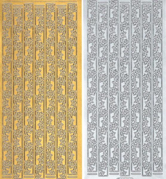 Konturensticker Blumen Bordüren, Stickerbogen Eckelemente, Klebe Sticker, Konturen–Sticker, Ziersticker, Klebesticker, Foliensticker, Aufkleber, Bastelzubehör