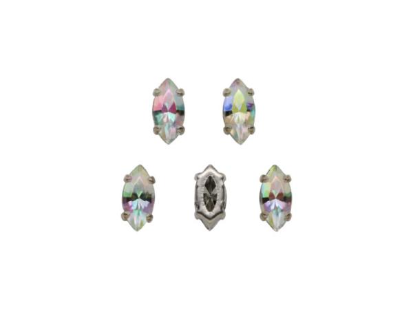 Schmuckstein Navette gefasst, Acryl Strasssteine, Aufnähsteine, Glitzerstein, Bastelsteine, Strasssteine, Strass-Steine zum Aufnähen