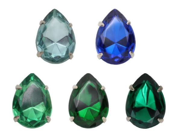 Schmuckstein Tropfen gefasst, Acryl Strasssteine, Aufnähsteine, Glitzerstein, Bastelsteine, Strasssteine, Strass-Steine zum Aufnähen