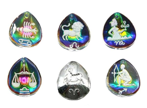 Sternzeichen, Deko Tierkreiszeichen, Anhänger Glas, Bastelartikel, Deko Anhänger