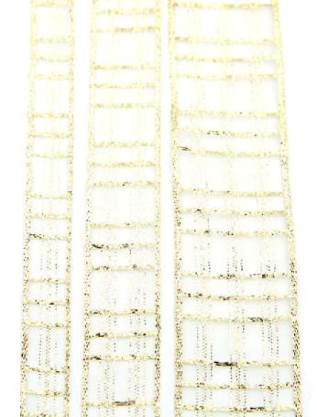 Organza Streifen Dekoband mit Drahtkante, creme, 3 Breiten, 1m
