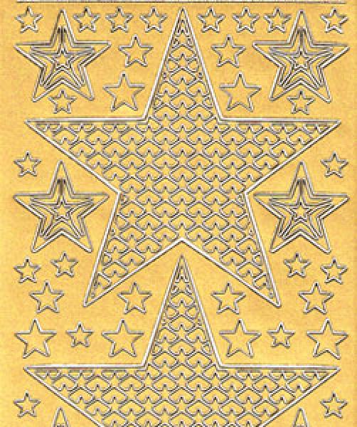 Konturensticker grosse Sterne Farbe gold, 1 Blatt