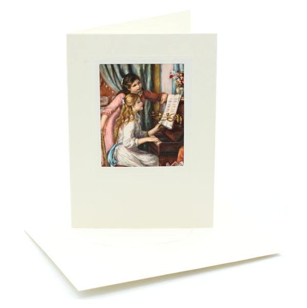 Klappkarten, Seidenbild Motiv Klappkarte Am Klavier, Seidenbild Grusskarte, Passepartout Seidenbild Grußkarte, Grusskarten, Doppelkarte, Vintage Weihnachtskarten, Passepartout Faltkarte, Seidenbildkarte, Seidenbild Grusskarten-Set