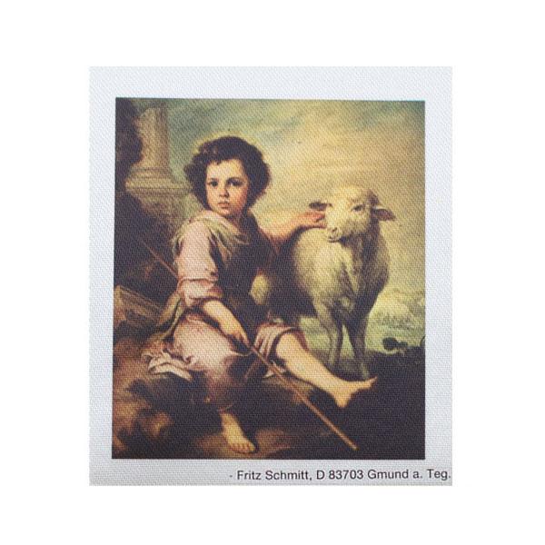 Seidenbild, Hirte mit Schaf, Deko Bild, Taufe, Klosterarbeiten Zubehör, Kartengestaltung, Bastelzubehör