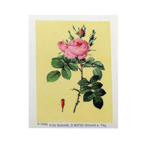 Seidenbild lose, Seidenbild "Rosenzweig", Seidenbild oval bombiert, Klosterarbeiten Zubehör, Vintage Seidenbilder Barock Motive, Seidenbild bedruckt, Seidenstoff bedruckt, Deko-Seidenbild, Bastelartikel, Handarbeiten