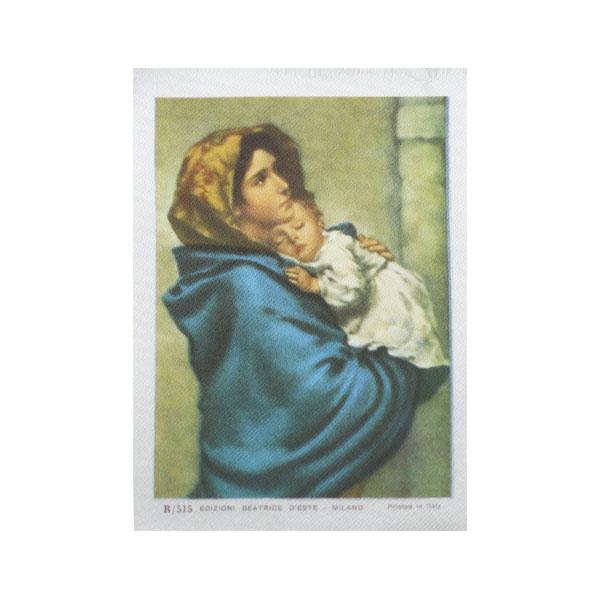 Seidenbild lose, Seidenbild "Madonna mit Kind", Seidenbild oval bombiert, Klosterarbeiten Zubehör, Vintage Seidenbilder Barock Motive, Seidenbild bedruckt, Seidenstoff bedruckt, Deko-Seidenbild, Bastelartikel, Handarbeiten