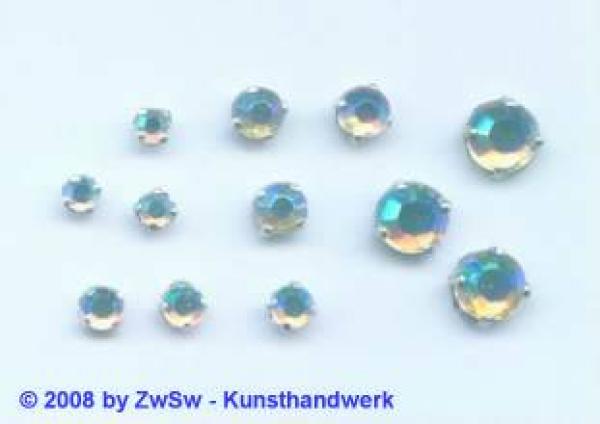 Aufnähsteine Rund gefasst, Eingefasste Strasssteine, Aufnähsteine, Glitzerstein, Bastelsteine, Schmucksteine, Strass-Steine zum Auffädeln, Modeschmuck Herstellung, Dekoration