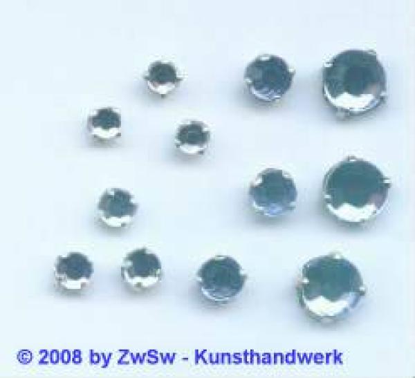 Aufnähsteine Rund gefasst, Eingefasste Strasssteine, Aufnähsteine, Glitzerstein, Bastelsteine, Schmucksteine, Strass-Steine zum Auffädeln, Modeschmuck Herstellung, Dekoration