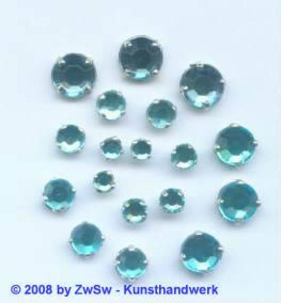 Aufnähsteine Rund gefasst, Eingefasste Strasssteine, Aufnähsteine, Glitzerstein, Bastelsteine, Schmucksteine, Strass-Steine zum Auffädeln, Modeschmuck Herstellung, Dekoration