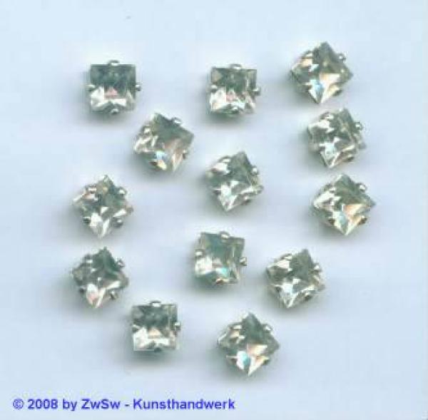 Facettierte Aufnähsteine gefasst, Quadratische Strasssteine, Strass-Stein Viereck, Schmucksteine, Glitzersteine, Bekleidungszubehör, Bastelsteine