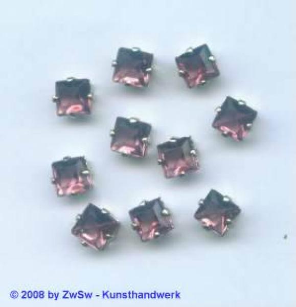 Aufnähsteine gefasst, Quadratische Strasssteine, Strass-Stein Viereck, Schmucksteine, Glitzersteine, Bekleidungszubehör, Bastelsteine