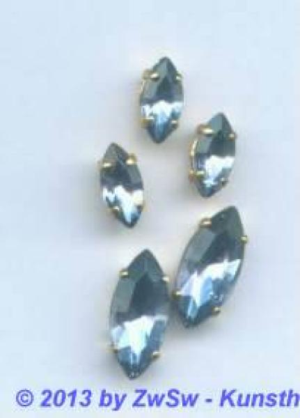Schmuckstein Navette gefasst, Acryl Strasssteine, Aufnähsteine, Glitzerstein, Bastelsteine, Strasssteine, Strass-Steine zum Aufnähen