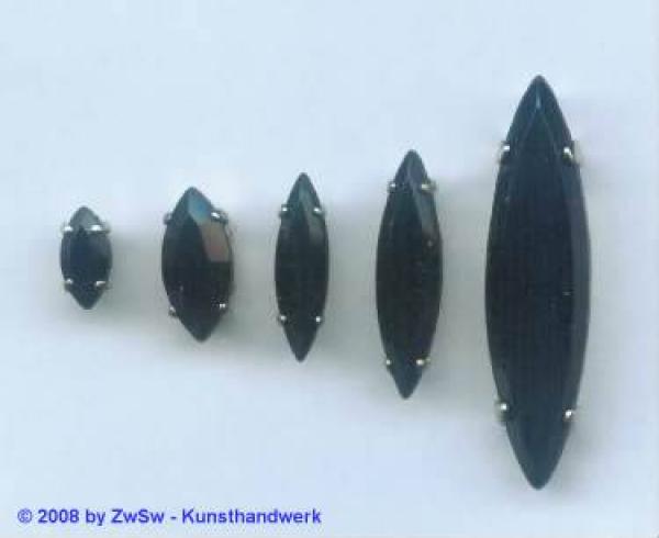 Schmuckstein Navette gefasst, Acryl Strasssteine, Aufnähsteine, Glitzerstein, Bastelsteine, Strasssteine, Strass-Steine zum Aufnähen