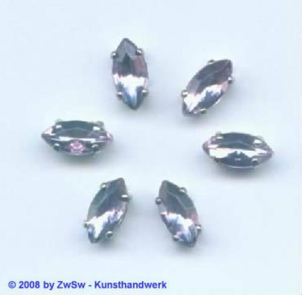 Schmuckstein Navette gefasst, Acryl Strasssteine, Aufnähsteine, Glitzerstein, Bastelsteine, Strasssteine, Strass-Steine zum Aufnähen