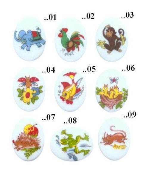 Cabochon, Oval, Tiere, Motivcabochon, Gemme, Kamee, Bastelartikel