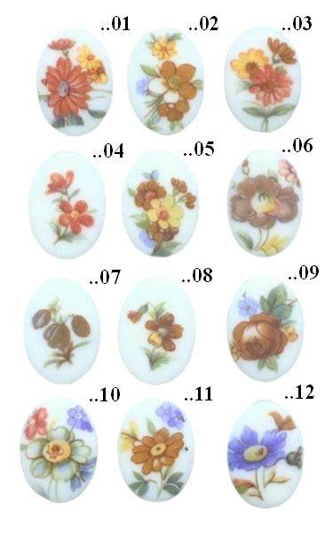 Cabochon, Oval, Blumen Motive, Motivcabochon, Gemme, Kamee, Bastelartikel, Modeschmuck