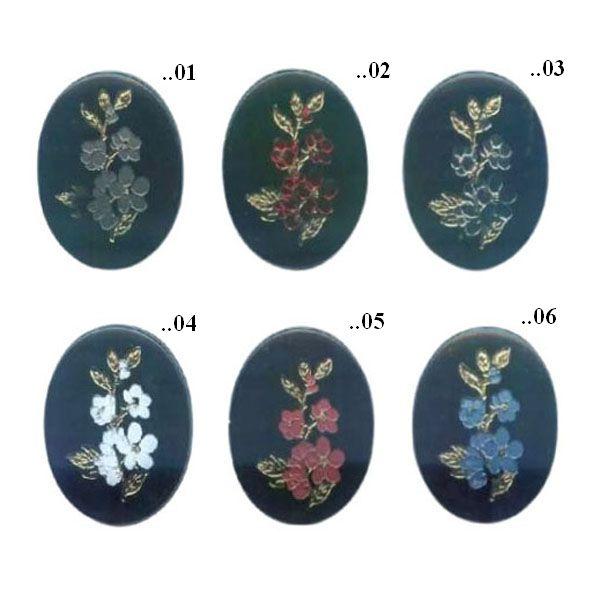 Cabochon, Oval, Blumen, Acryl, Motivcabochon, Bastelartikel