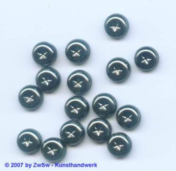 Strasssteine Rund mit geprägten Stern, Ziersteine, Glassteine, Muggelsteine, Schmucksteine, Bastelsteine, Dekosteine, Weihnachtensdeko